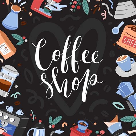 Premium Vector | Banner for coffee shop with illustrations