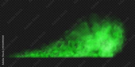 Green smoke or mist isolated on transparent background. Realistic green bad smell. Magic mist ...