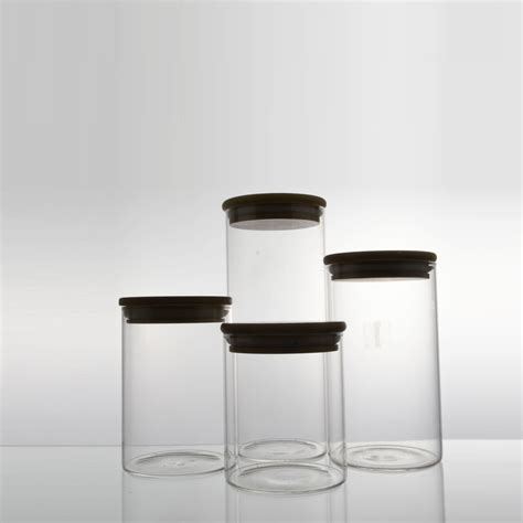 High Borosilicate Glass Storage Jar With Bamboo Lid China Glass