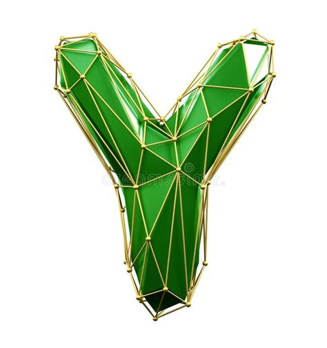 Letra Latina Mai Scula Y Em Verde E Cor Dourada De Baixo Estilo Isolada Em Fundo Branco D