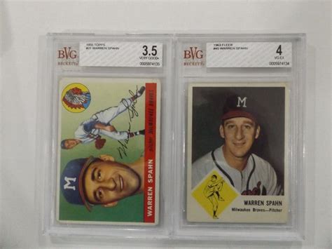 TWO (2) GRADED WARREN SPAHN BASEBALL CARDS | Baseball cards, Baseball ...