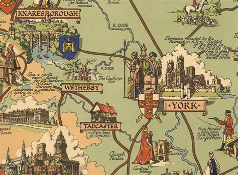 Old Map of Yorkshire Vintage Map Poster Vintage Pictorial - Etsy