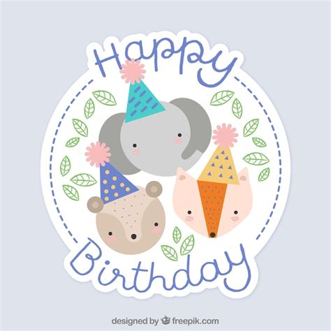 Free Vector | Birthday background with animals