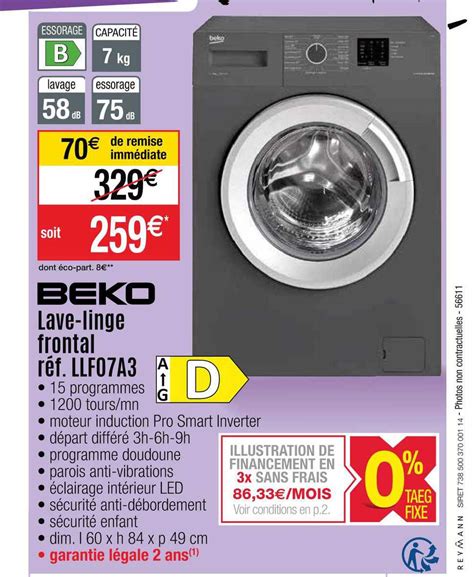 Promo Lave Linge Frontal Beko Chez Cora Icatalogue Fr