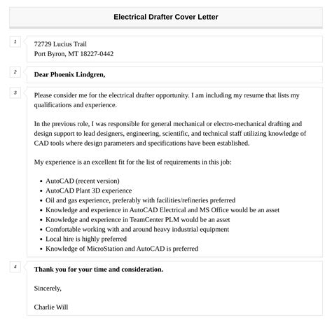 Electrical Drafter Cover Letter Velvet Jobs