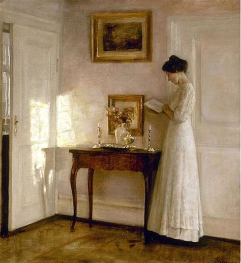 Carl Vilhelm Holsøe Lady In An Interior 19th Century Reading Art