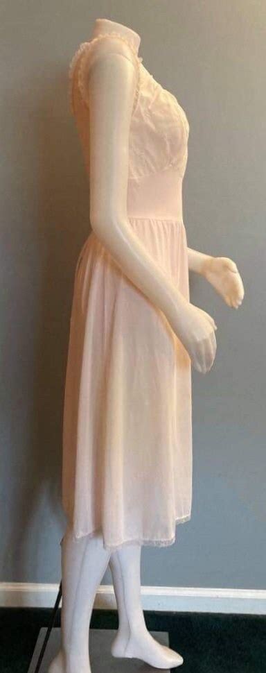 Vintage Pale Pink Nylon Nightgown By Seamprufe Size 34 Lace Etsy