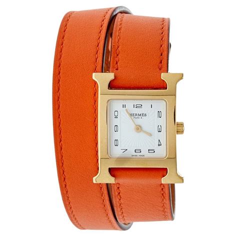 Hermes Gold Plated Stainless Steel H Hour MM Quartz Wristwatch At 1stDibs