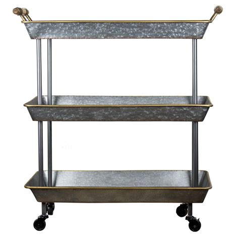 3-Shelf Galvanized Metal Rolling Cart - Walmart.com - Walmart.com