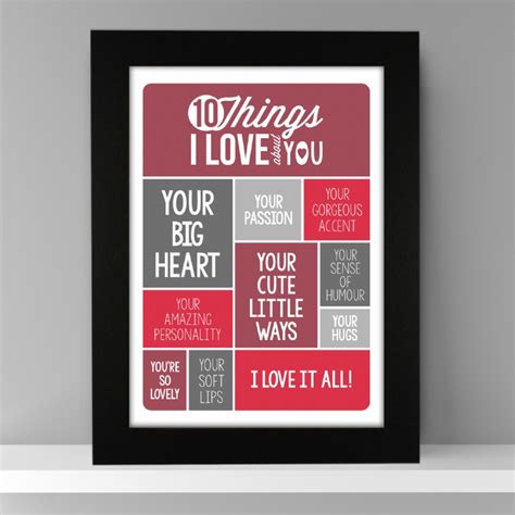 Personalised 10 Things I Love About You Poster Find Me A Gift