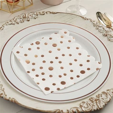 Pack Ply Metallic Rose Gold Dotted Paper Dinner Napkins