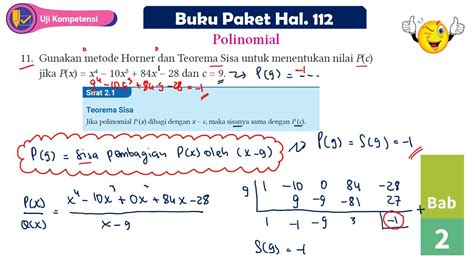 Uji Kompetensi No 11 Teorema Sisa Metode Horner Polinomial Cara Horner