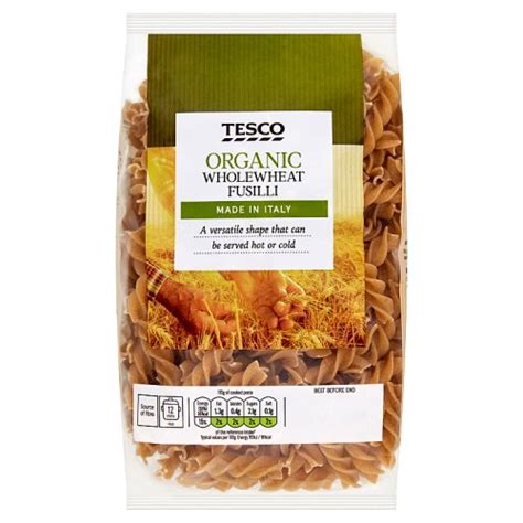 Tesco Organic Whole Wheat Fusilli 500G Really Good Culture