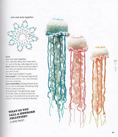 Two Jellyfishs Are Crocheted In Different Colors