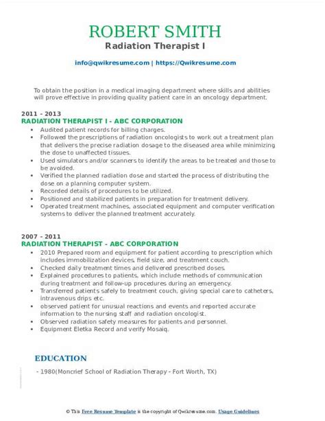 10 Radiation Therapist Resume Samples And Templates For 2025