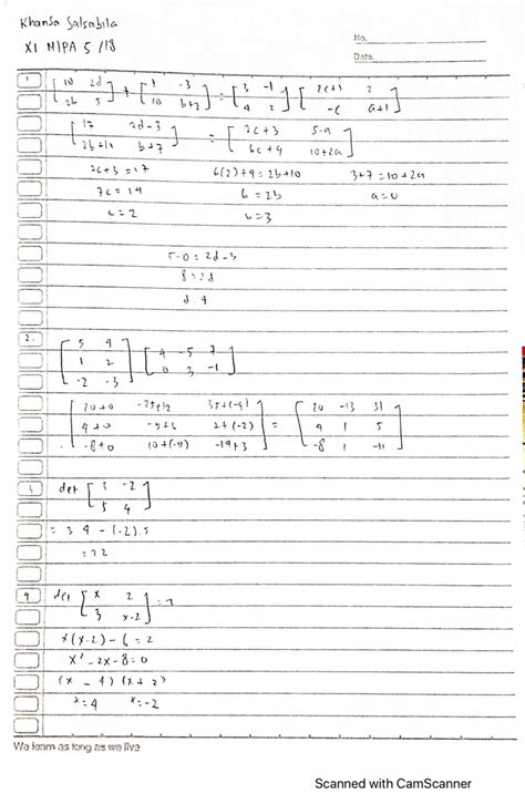 Solution Kelas Latihan Matriks Studypool