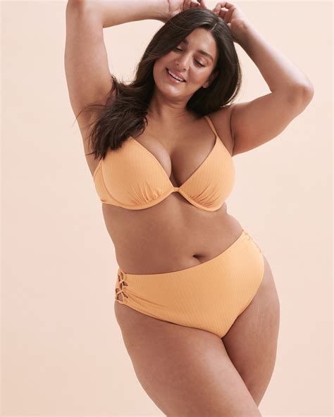TROPIK Sunset Ribbed Push Up Bikini Top Pumpkin Bikini Village