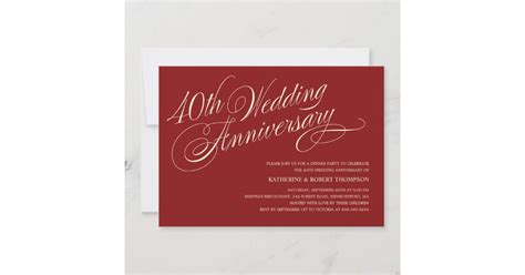 Ruby Wedding Anniversary Invitations | Zazzle