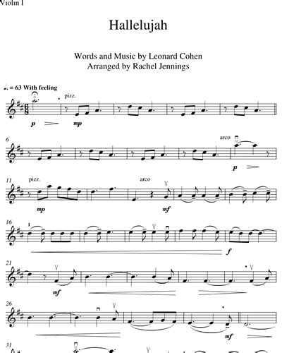 Hallelujah Violin 1 Sheet Music By Leonard Cohen Nkoda Free 7 Days