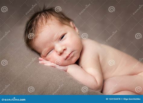 Sleeping Cute Newborn Baby Girl Stock Photo Image Of Beauty Little