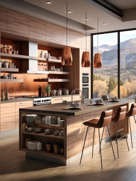 Premium Photo Modern Kitchen Design UHD Wallpaper