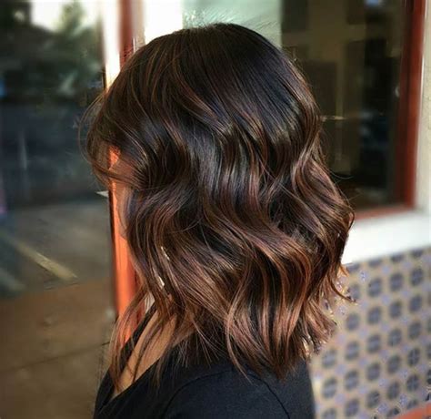 Glossy Brown Mid Length Lob Shoulder Length Hair Chestnut Hair Brown