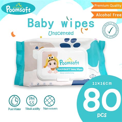 Poomsoft 1 Pack X 80 Sheet Non Alcohol Unscented Safe For Baby Gentle