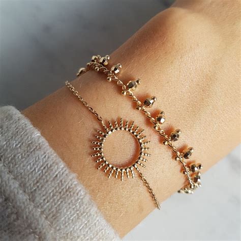 Bracelet Fin Plaqu Or Mode Tendance Perles Breloques Nerina Bijoux Maty