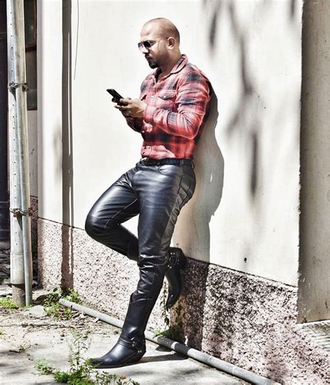 Leather Fashion Men Leather Jeans Men Leather Outfit Men In Tight