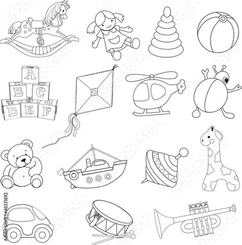 Baby's toys .Coloring book. Vector illustration Stock Vector | Adobe Stock