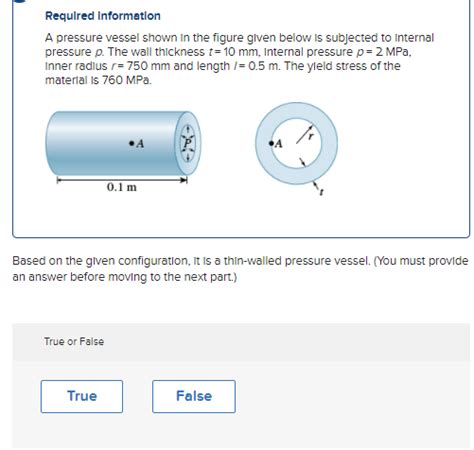 Solved Required Information A Pressure Vessel Shown In The Chegg