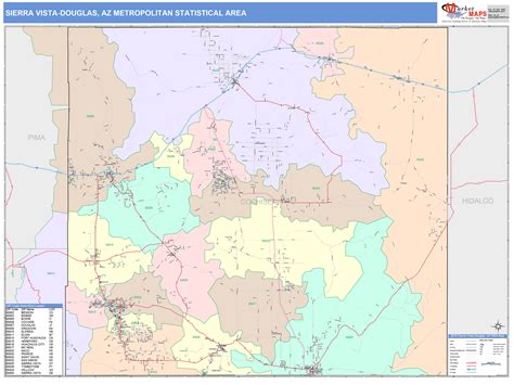 Sierra Vista Douglas Az Metro Area Wall Map Color Cast Style By