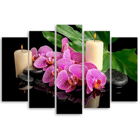 Leinwandbild 5 Teilig Orchidee Orchideen Kerzen Wall Art De