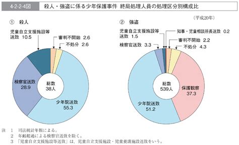 4 2 2 4図 殺人・強盗に係る少年保護事件 終局処理人員の処理区分別構成比 白書・審議会データベース検索結果一覧