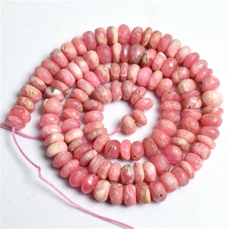 Pink Rhodochrosite Smooth Rondelle Beads By Shyama Gems