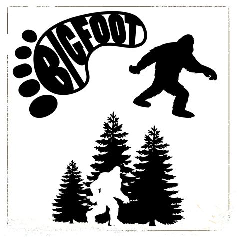 Big Collection Of Bigfoot Silhouette Vectors Including Jpeg Etsy