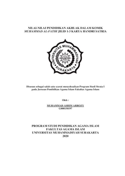 PDF NILAI NILAI PENDIDIKAN AKHLAK DALAM KOMIK MUHAMMAD Eprints Ums