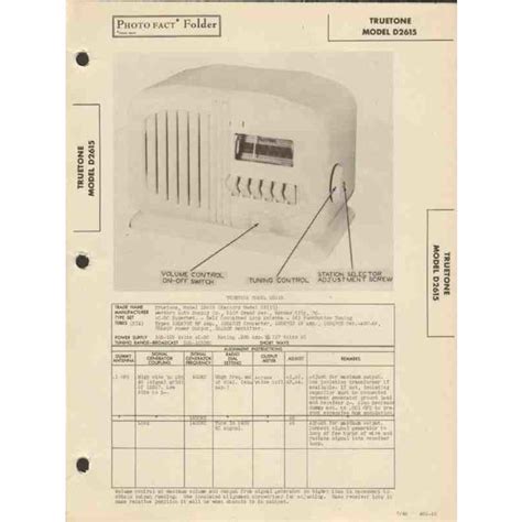 TRUETONE Model D2615 6 Tube AM Radio Receiver Sams Photofact Manual On