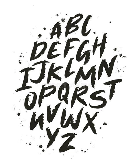 A Set Of Letters The English Alphabet Drawn By Hand With A Brush