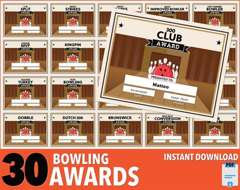 Editable Bowling Award Certificates Etsy