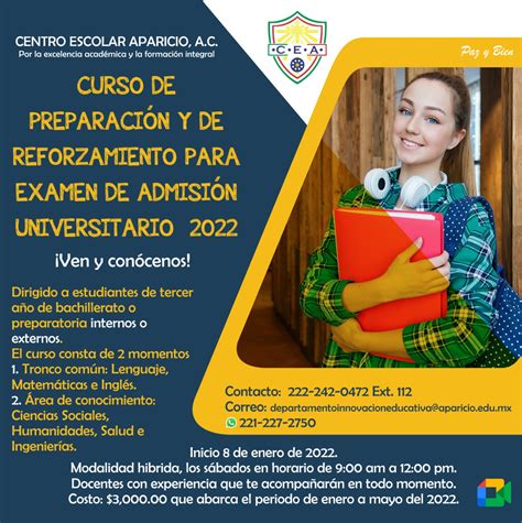 Curso De Preparación Y De Reforzamiento Para Examen De Admisión