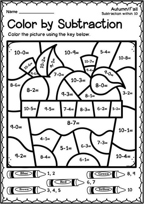 Free Printable Color By Number Worksheets For Kindergarten Math Pages