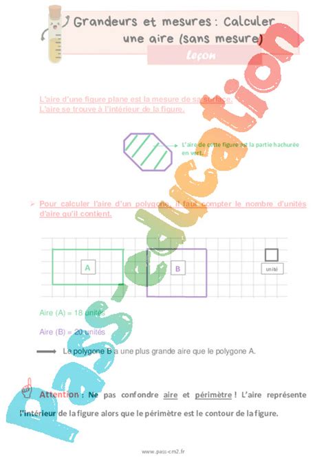 Calculer Une Aire Sans Mesure Cours Le On De Grandeurs Et Mesures