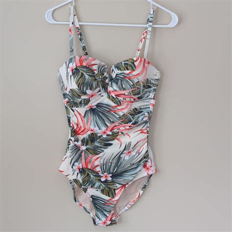 Kona Sol Floral Tropical Padded One Piece Swimsuit Me… Gem