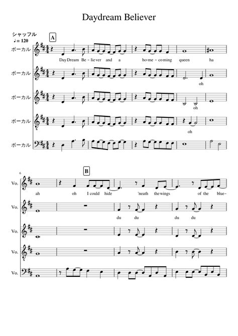 Daydream Believer Sheet Music For Vocals Choral