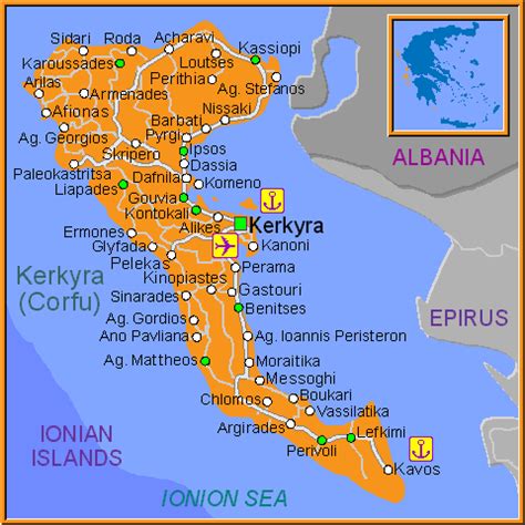 Map of Corfu - Greek Islands Maps