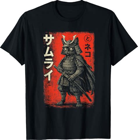 Hot Trending Vintage Anime Cat Samurai Japanese Funny Graphic Tees Cat T Shirt Vintage Tee