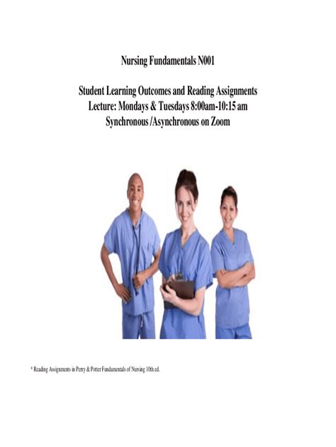 Fillable Online NURS 10 Reading List Nursing Fundamentals N Student