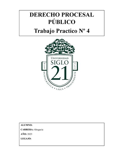 Tp Derecho Procesal Publico Derecho Procesal P Blico Trabajo