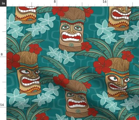 Tropical Tiki Fabric Tiki Hawaiian Village Beach Fabric Etsy